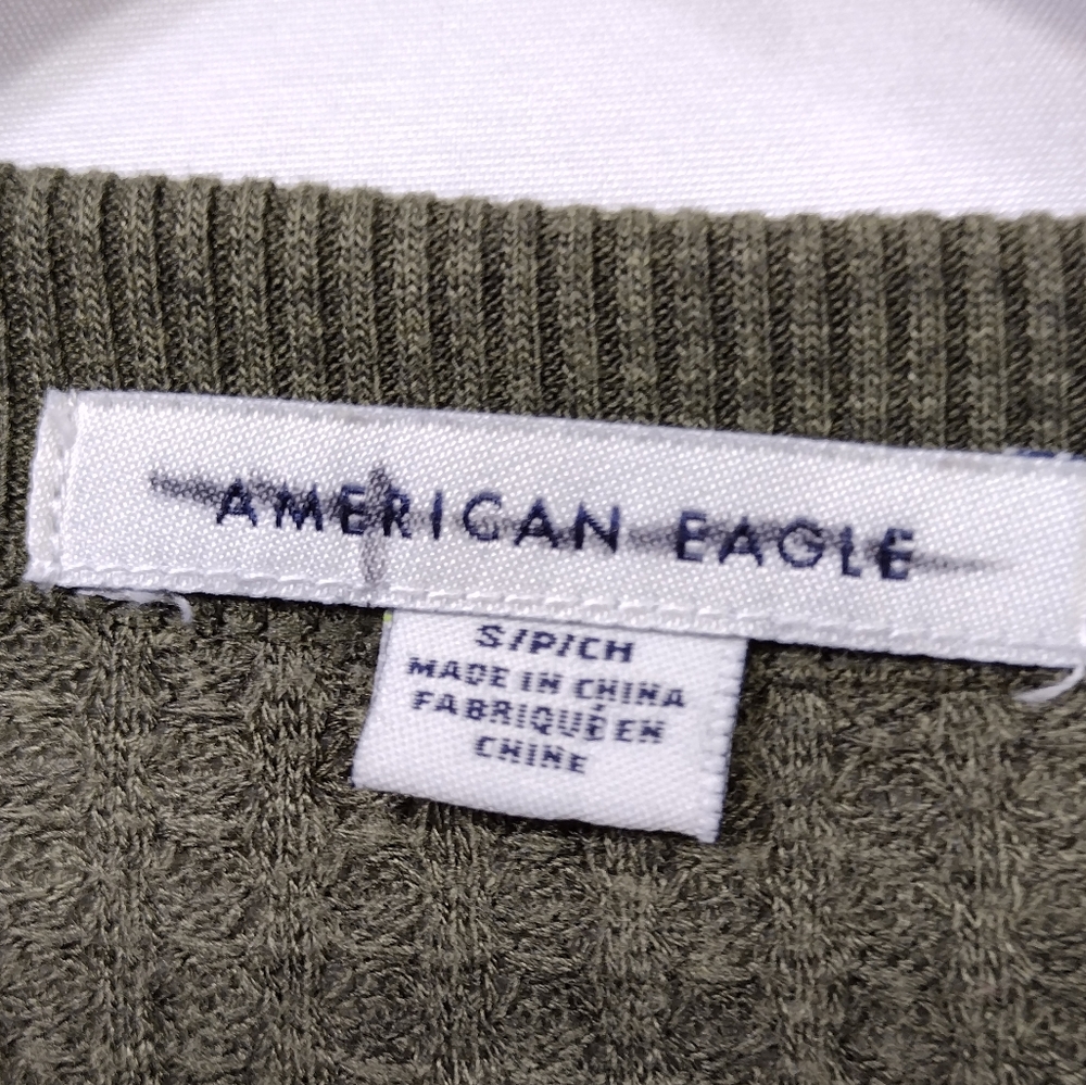 NWOT American Eagle Knitted Button Front Dress Cardigan Women's S Green Boho - Picture 7 of 9